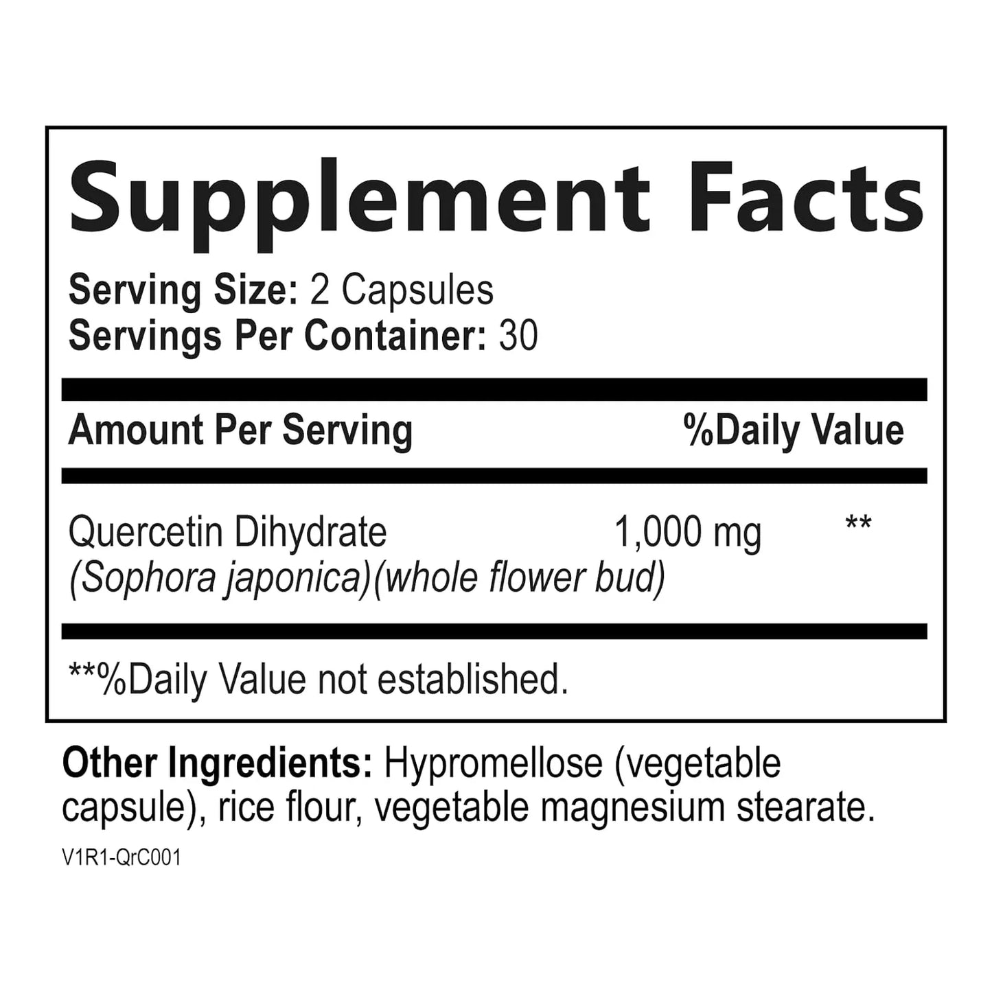 Quercetina 1000 Mg Antioxidante De Alta Potencia Soporte Inmunologico 60 Capsulas