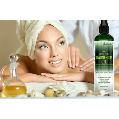 Aceite De Magnesio Spray Puro Orgánico 12 Oz Extraído De Zechstein Seabed Con Botella De Viaje