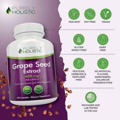 Extracto De Semilla De Uva 20000 Mg 250 Cápsulas Veganas 95 Polifenoles