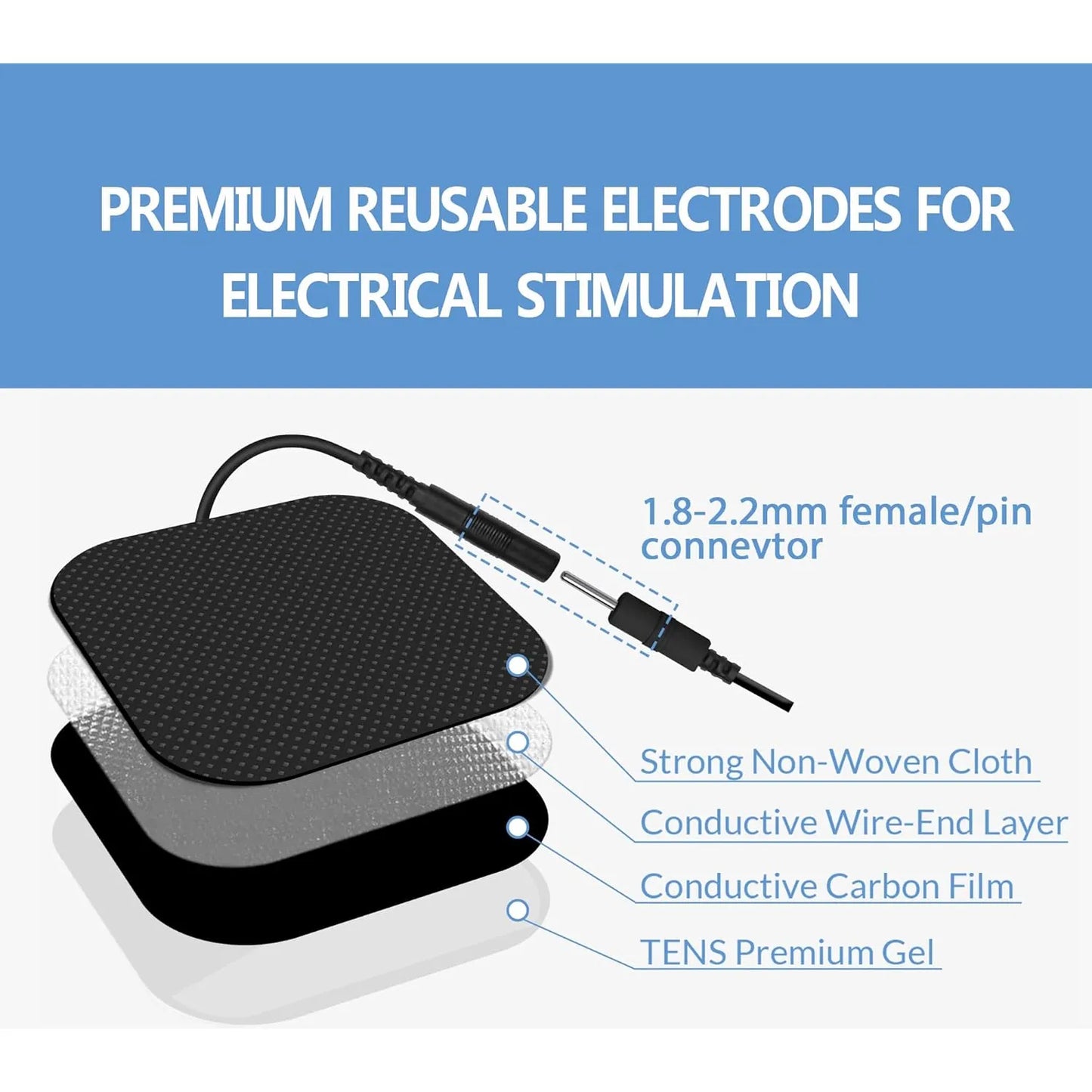 Masajeador Tens Almohadillas Electricas 5x5 Cm 40 Unidades Alivio Muscular Profesional