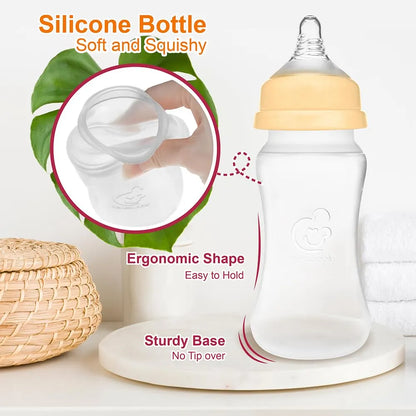 Biberones Silicona Recien Nacidos Cuello Ancho 240 Ml Flujo Lento Anticolico Nenesupply