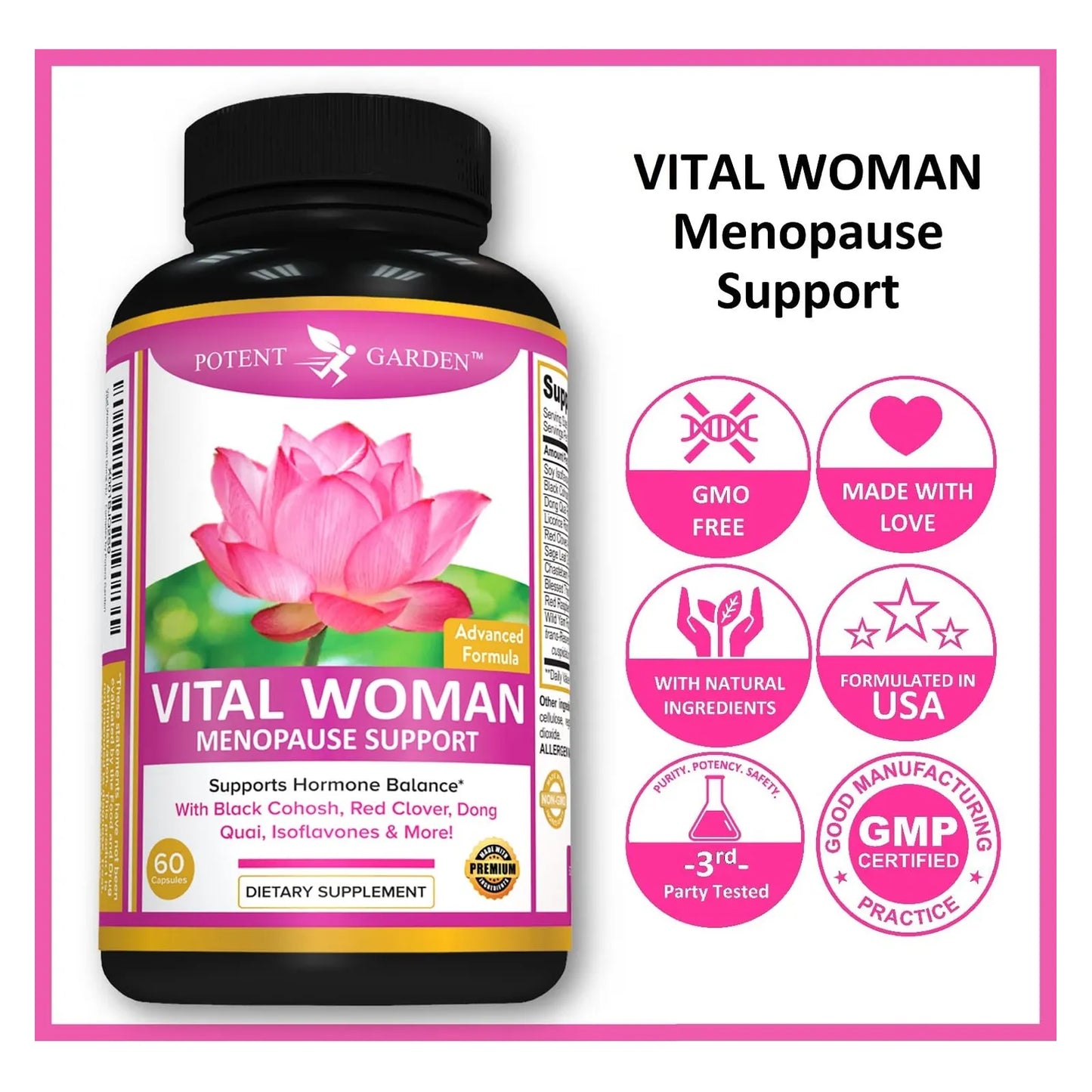 Suplemento Menopausia Cohosh Negro Isoflavonas Soja Alivia Sofocos Sudores Nocturnos 60 Capsulas