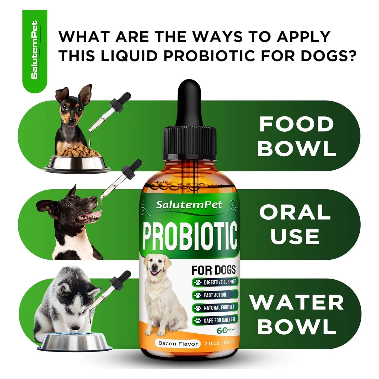 Probióticos Líquidos Para Perros Con Prebióticos Y Enzimas Digestivas 2 Onzas