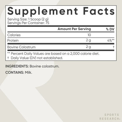 Polvo De Calostro Bovino Sports Research Refuerza Inmunidad Y Salud Intestinal