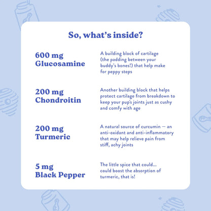Masticables Para Perros Con Glucosamina MSM Y Condroitina Sabor Mantequilla De Maní