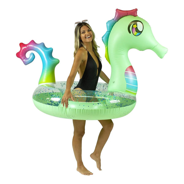 Flotador Inflable Poolcandy Jumbo 48 Seahorse Tubo De Piscina Con Purpurina Holografica