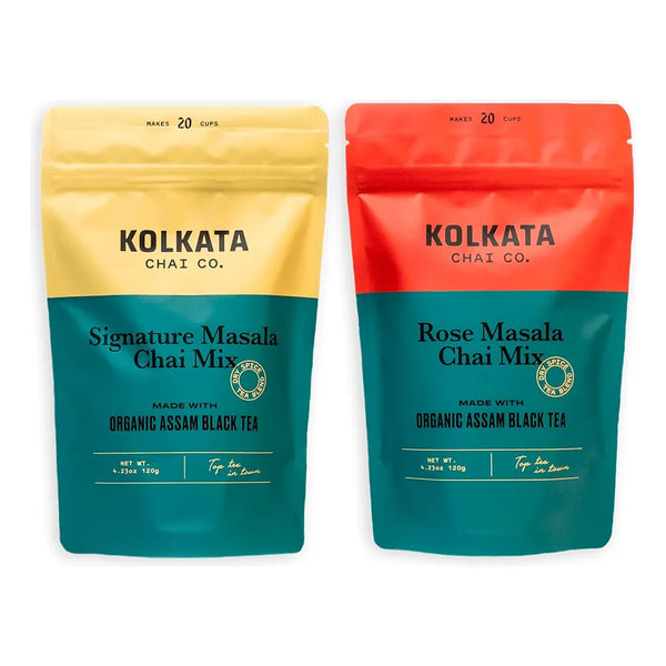Combo Kolkata Chai Masala Y Rose Chai 40 Tazas Té Premium Especias Natural