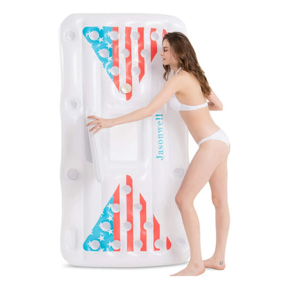 Jasonwell Inflatable Pong Pool Float Mesa De Beer Pong Flotante Con Enfriador Y Accesorios