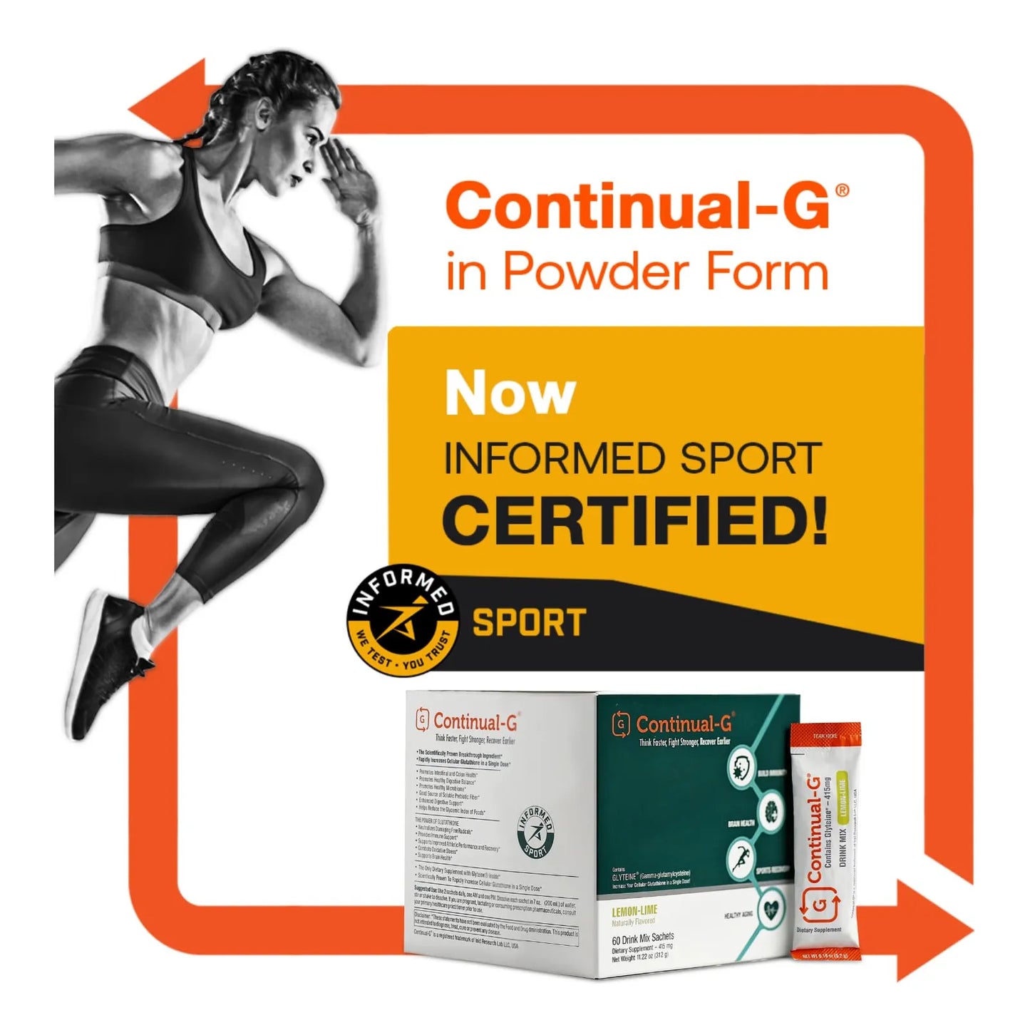 Polvo De Glutatión Antioxidante 415mg Sabor Limón Lima Continual G 40 Sobres