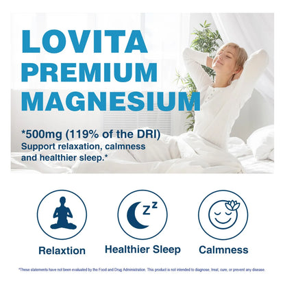 Complejo Triple Magnesio 500 Mg Alta Absorción Apoyo Sueño Salud Huesos Vegano