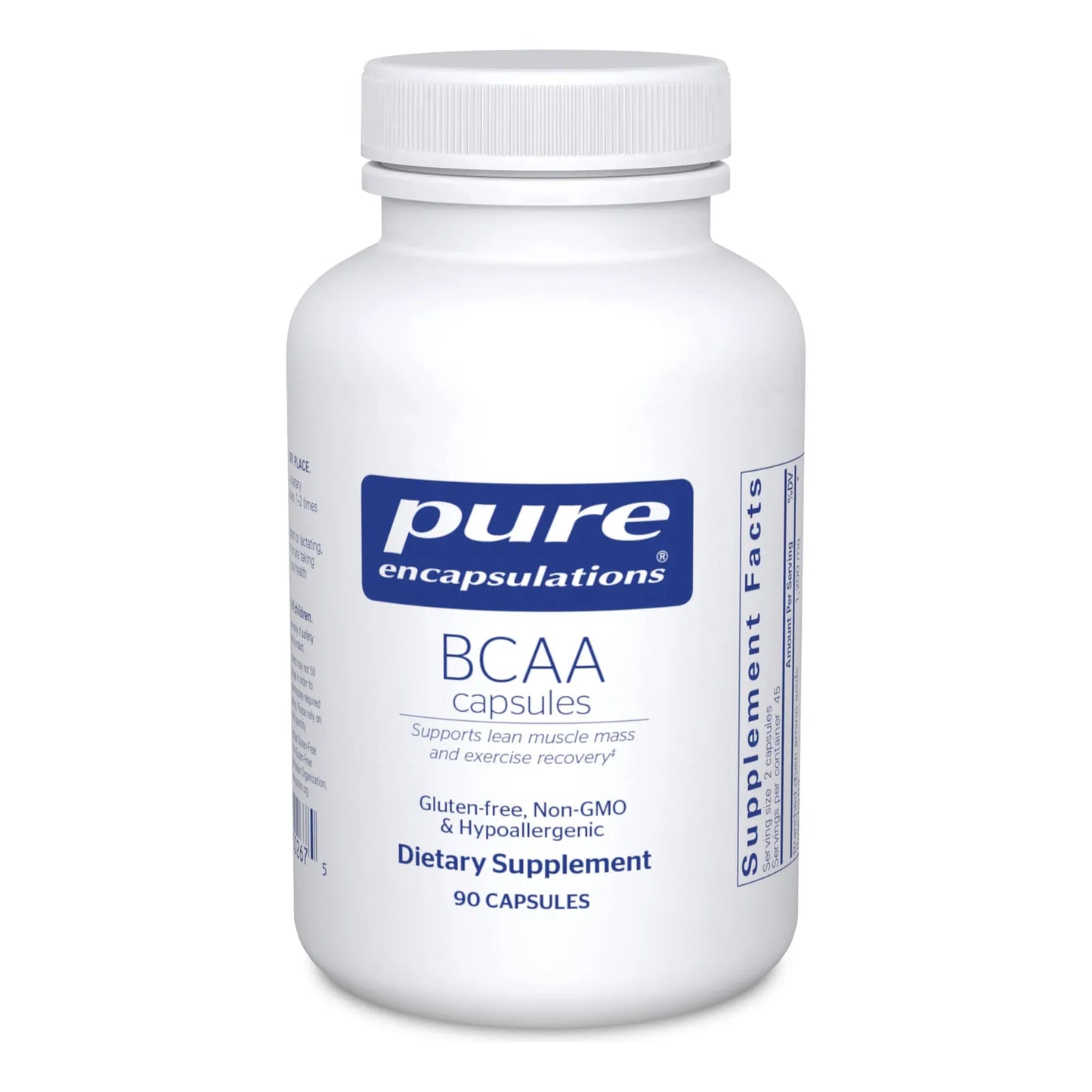 BCAA Cápsulas Hipoalergénicas Suplemento Para Función Muscular Y Recuperación 90 Cápsulas