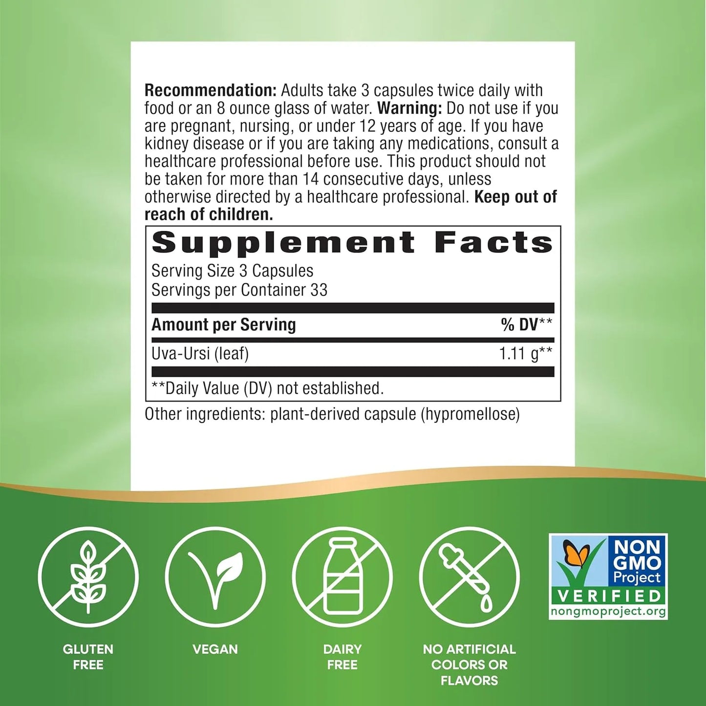 Uva Ursi 1110 Mg Soporte Urinario Tradicional 100 Capsulas Veganas NatureS Way