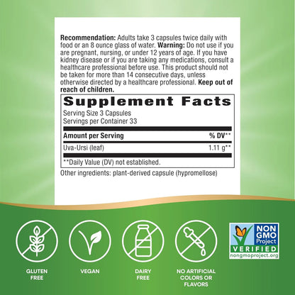 Uva Ursi 1110 Mg Soporte Urinario Tradicional 100 Capsulas Veganas NatureS Way