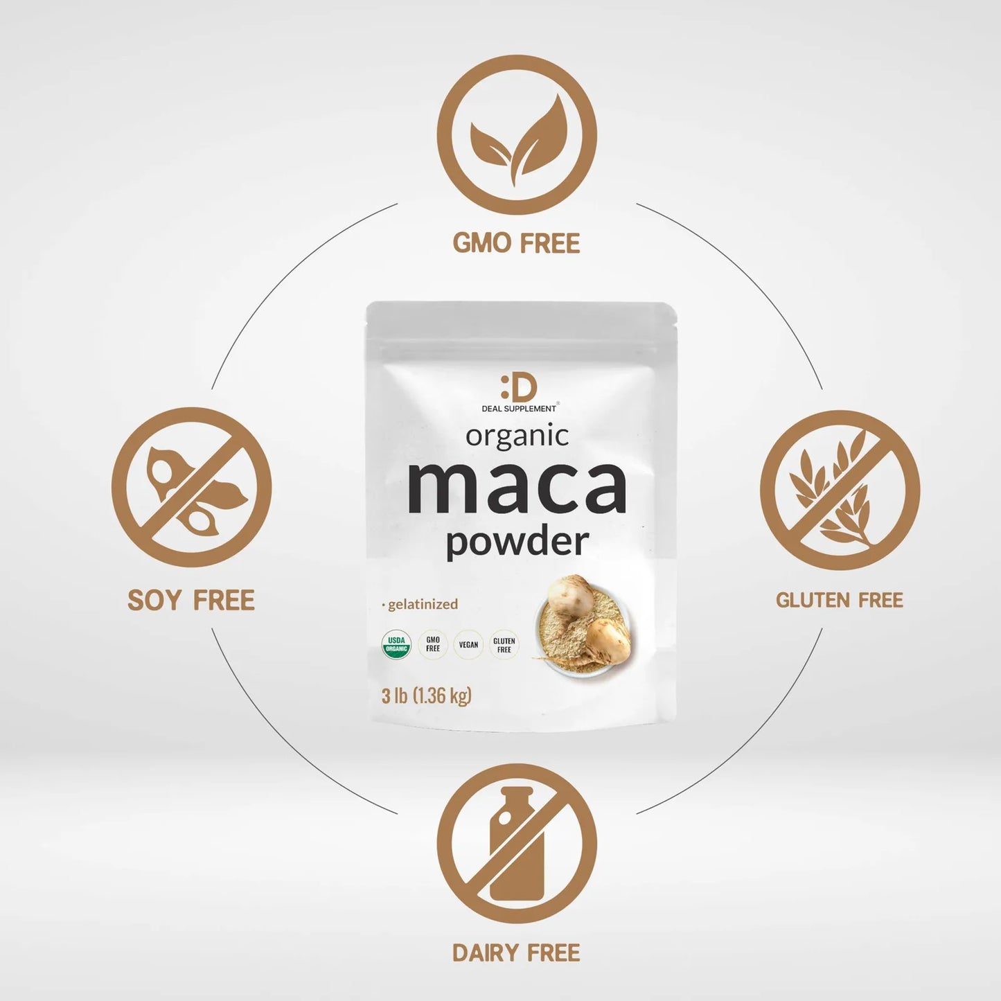 Polvo De Maca Peruana Organica 3 Libras Gelatinizada Facil Digestión Energía Vitalidad