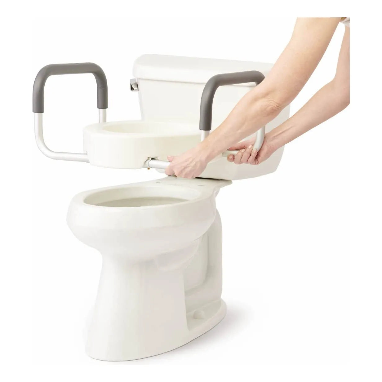 Elevador De Asiento De Inodoro Alargado Con Brazos Altura 3.5 Pulgadas Soporte 400 Lbs