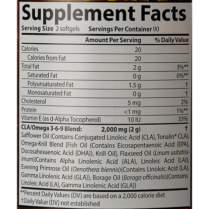 Capsulas Censor Pérdida De Grasa Y Tonificación Corporal Con CLA Y Omega 3-6-9 180 Unidades