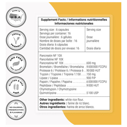 Enzimas Sistémicas Alta Potencia Con Bromelina Proteasa Lipasa Digestión Óptima