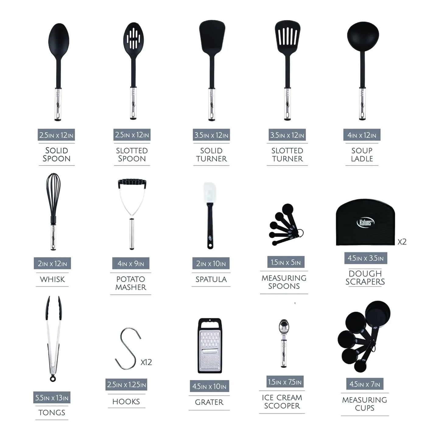 Juego De Utensilios De Cocina 35 Piezas Nailon Y Acero Inoxidable Antiadherente