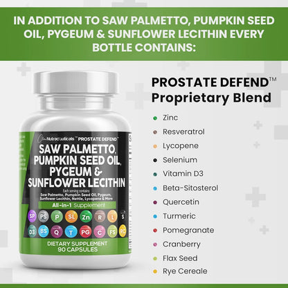Suplemento Prostático Saw Palmetto Semilla Calabaza Pygeum Lecitina 90 Caps