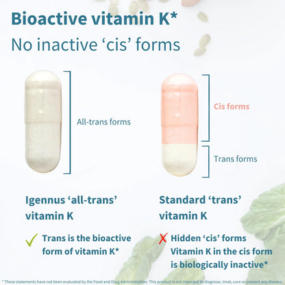 Complejo Avanzado De Vitamina K 2700 Mcg K1 K2 MK4 MK7 Bioactivo Vegano 90 Capsulas