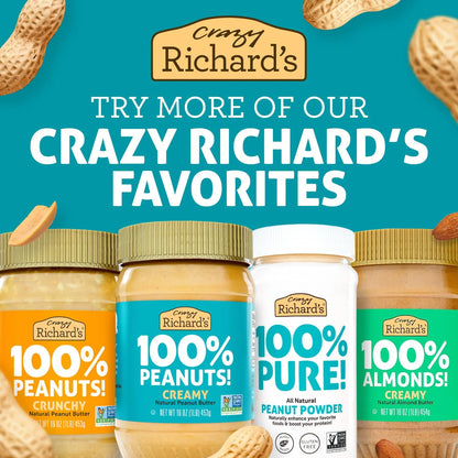 Crema De Maní Crujiente 100 Natural Sin Azúcar Crazy Richards 453g