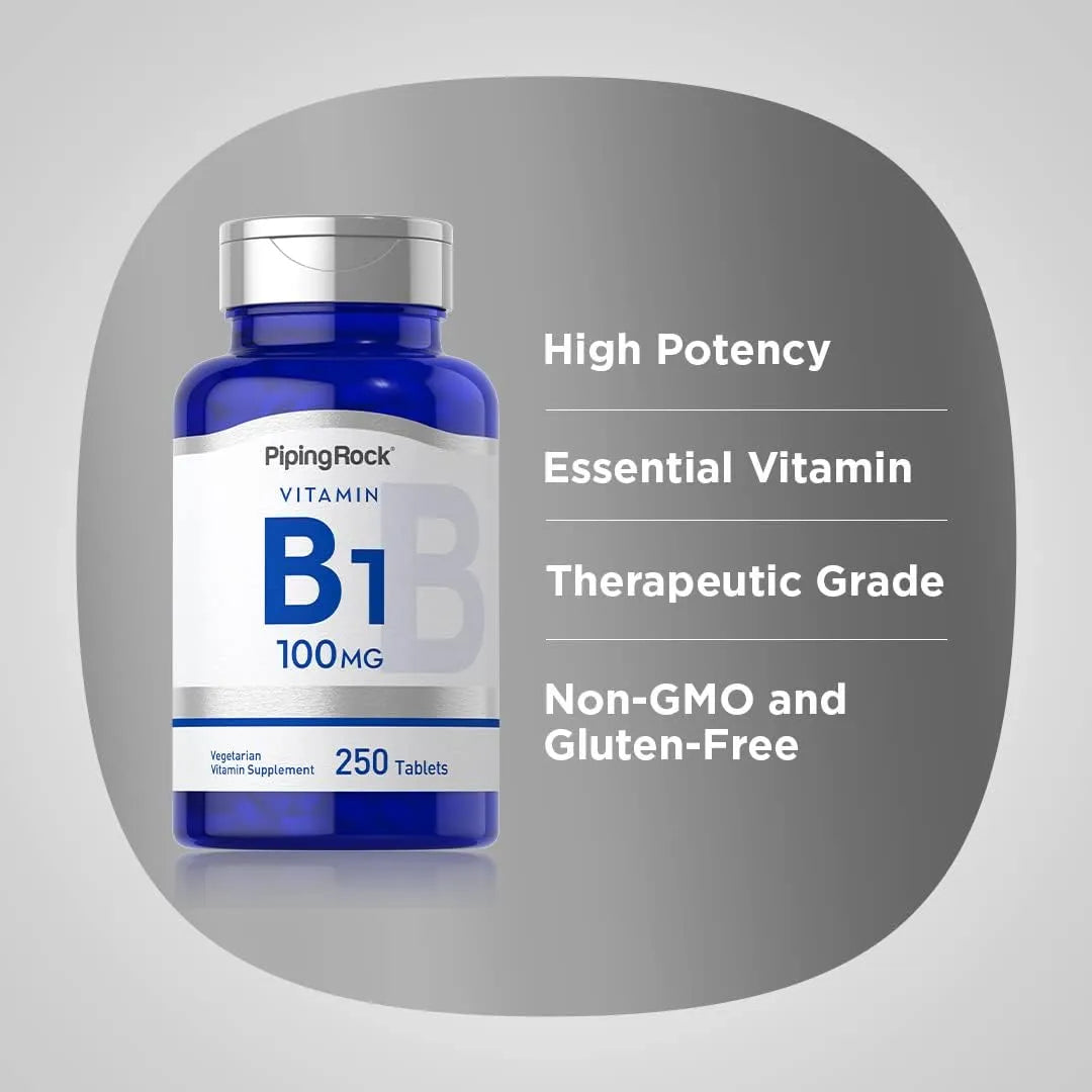 Vitamina B1 100 Mg 250 Tabletas Suplemento De Tiamina Energía Y Vitalidad
