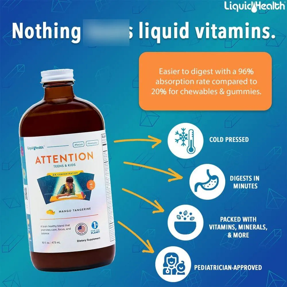 Multivitaminico Liquido Para Concentracion Y Memoria En Niños Y Adolescentes 473 Ml