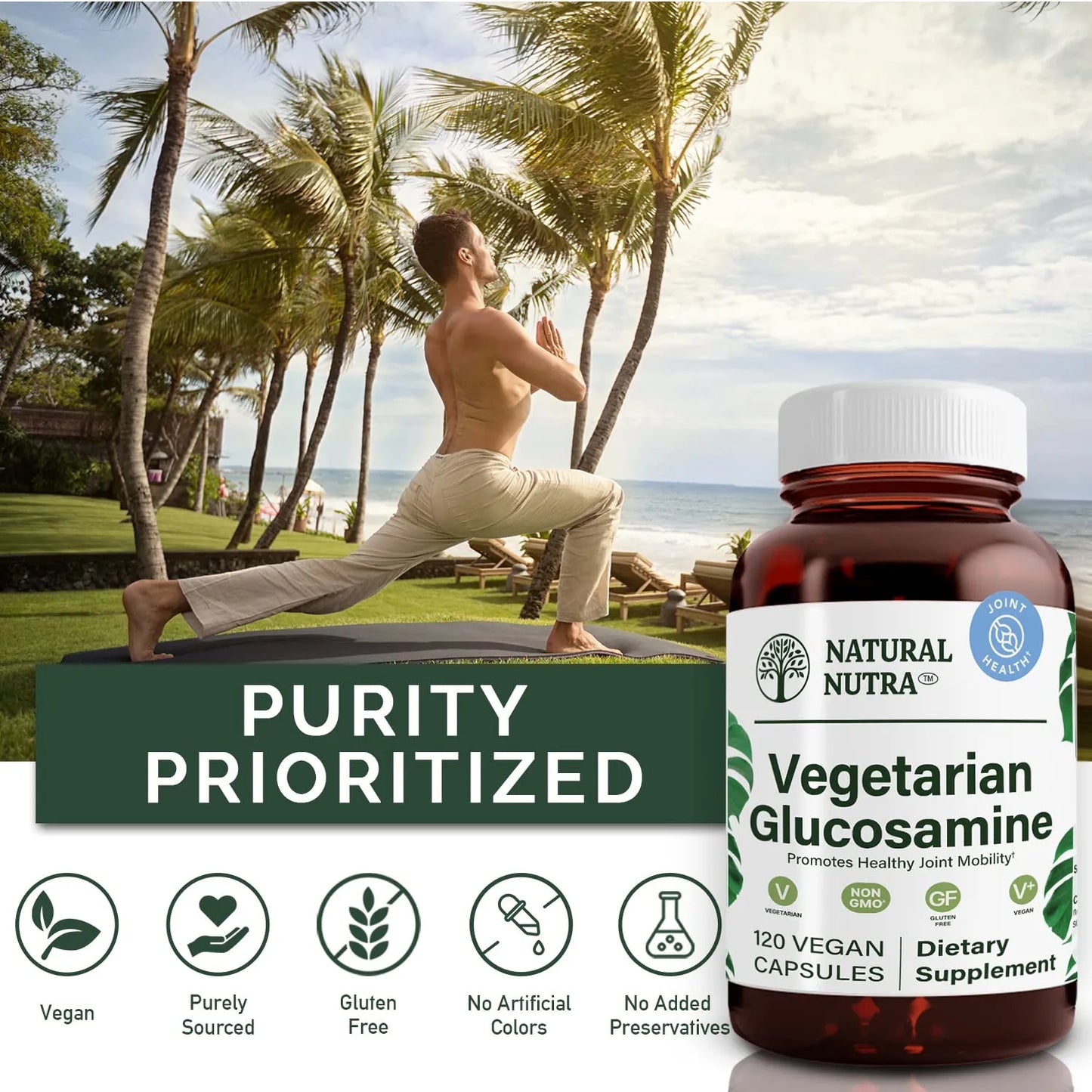 Clorhidrato De Glucosamina 750 Mg 120 Cápsulas Vegano Para Articulaciones