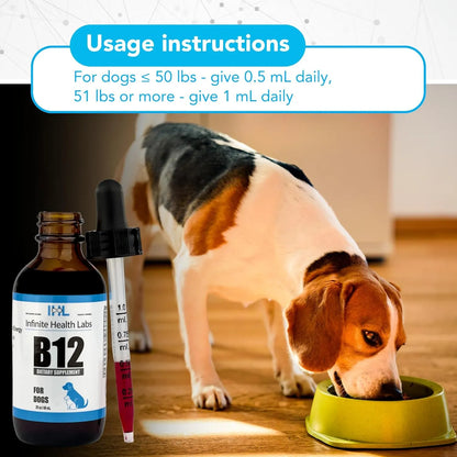 Vitamina Líquida B12 Metilcobalamina Para Perros Medianos y Grandes Energía y Vitalidad