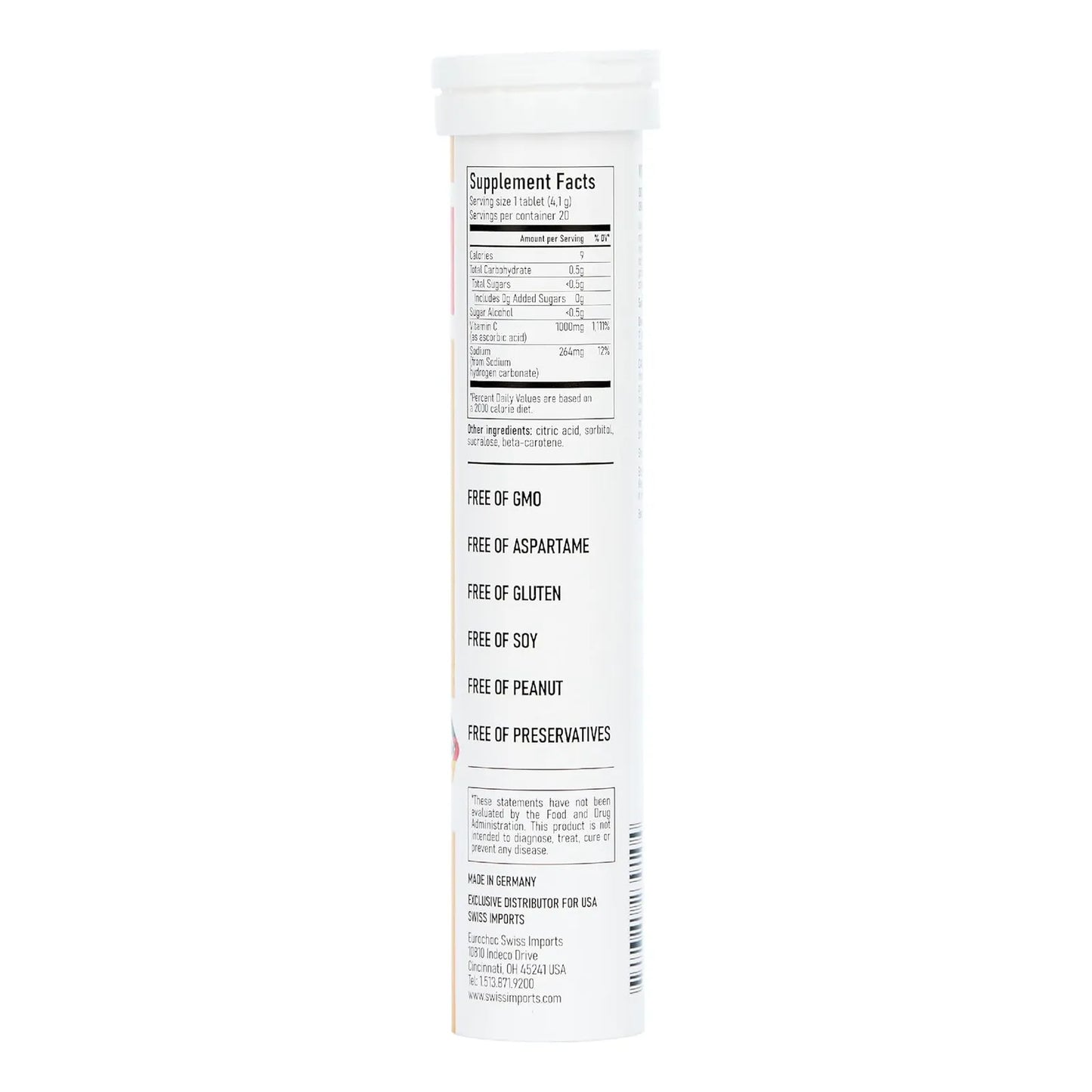 Vitamina C Efervescente 1000 Mg 240 Tabletas Sabor Naranja