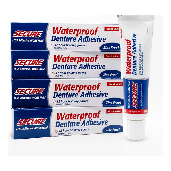 Adhesivo Para Dentaduras Postizas Plus Secure X 4 Und Sujeción Duradera Sin Zinc