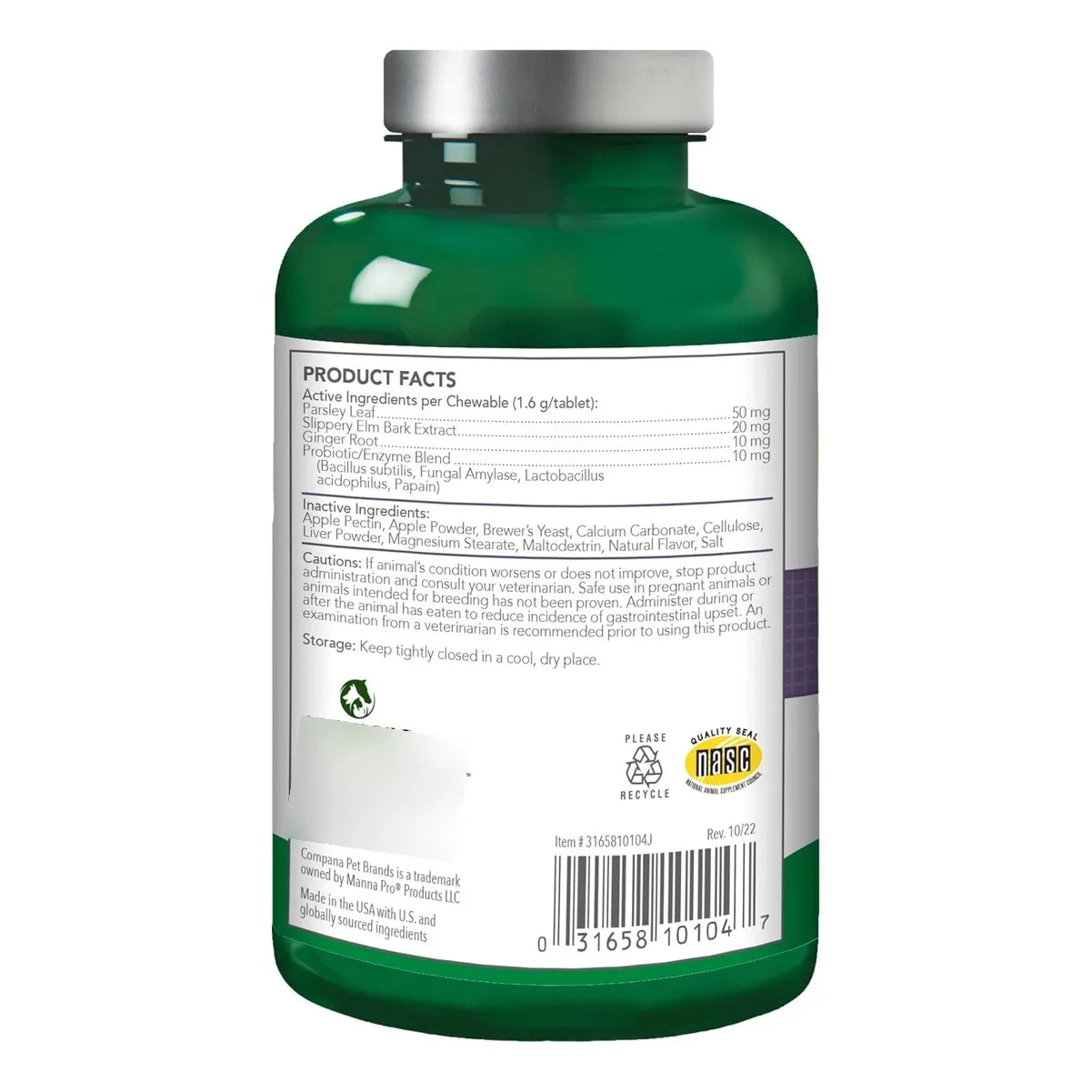 Vet's Best Suplemento Perros Hinchazon Estrenimiento 90 Tab Alivia Digestivo Natural