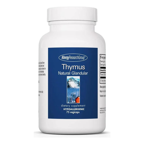 Timo Glandular Crudo Liofilizado 1000 Mg 75 Cápsulas Hipoalergénico Allergy Research Group