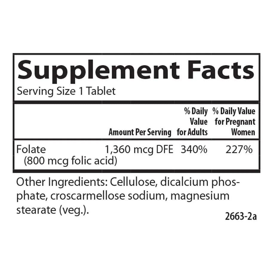 Ácido Fólico 800 Mcg Apoyo Prenatal 300 Tabletas Importado