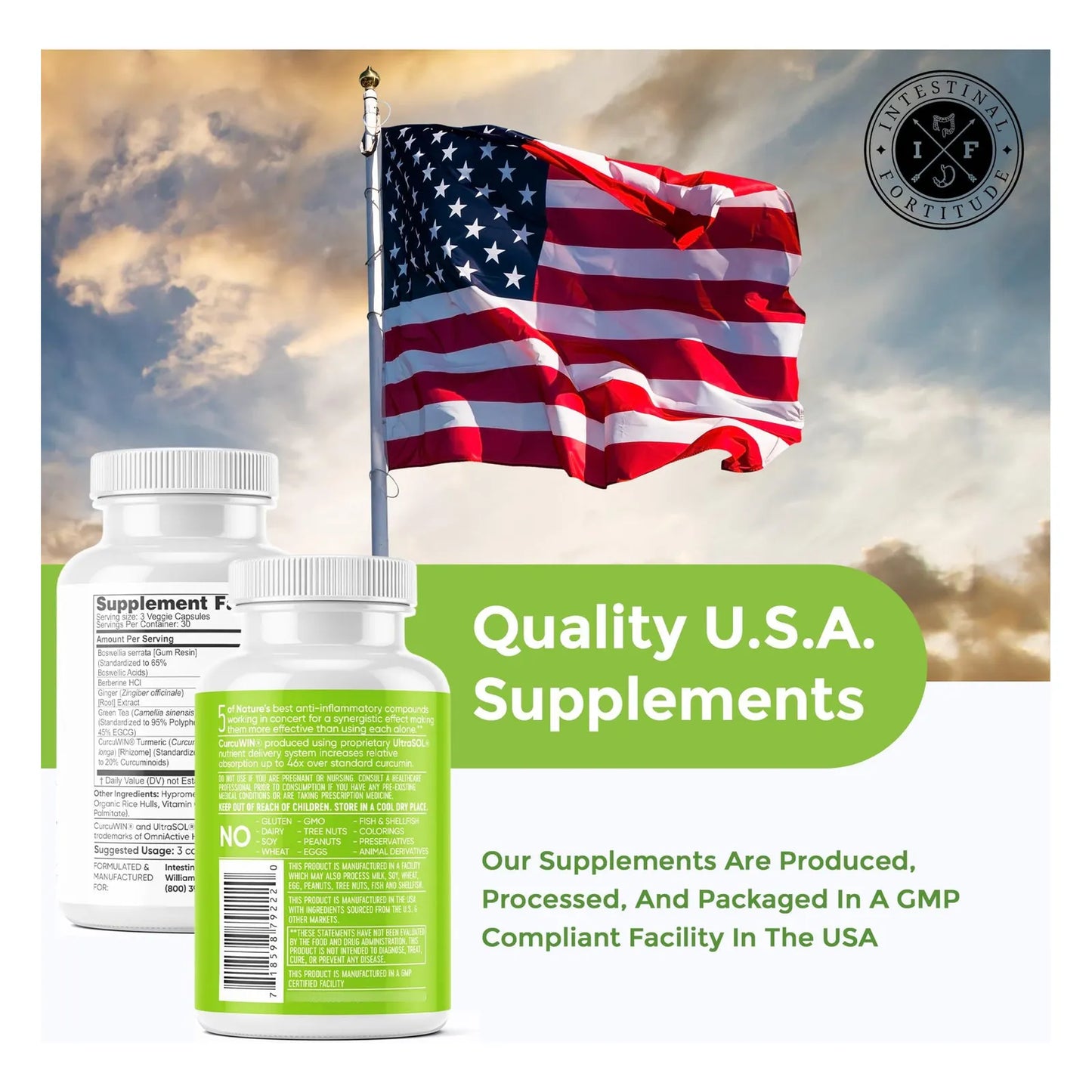Capsulas Digestivas Con Curcuwin Curcuma Boswellia Jengibre Té Verde EGCG Apoyo Intestinal