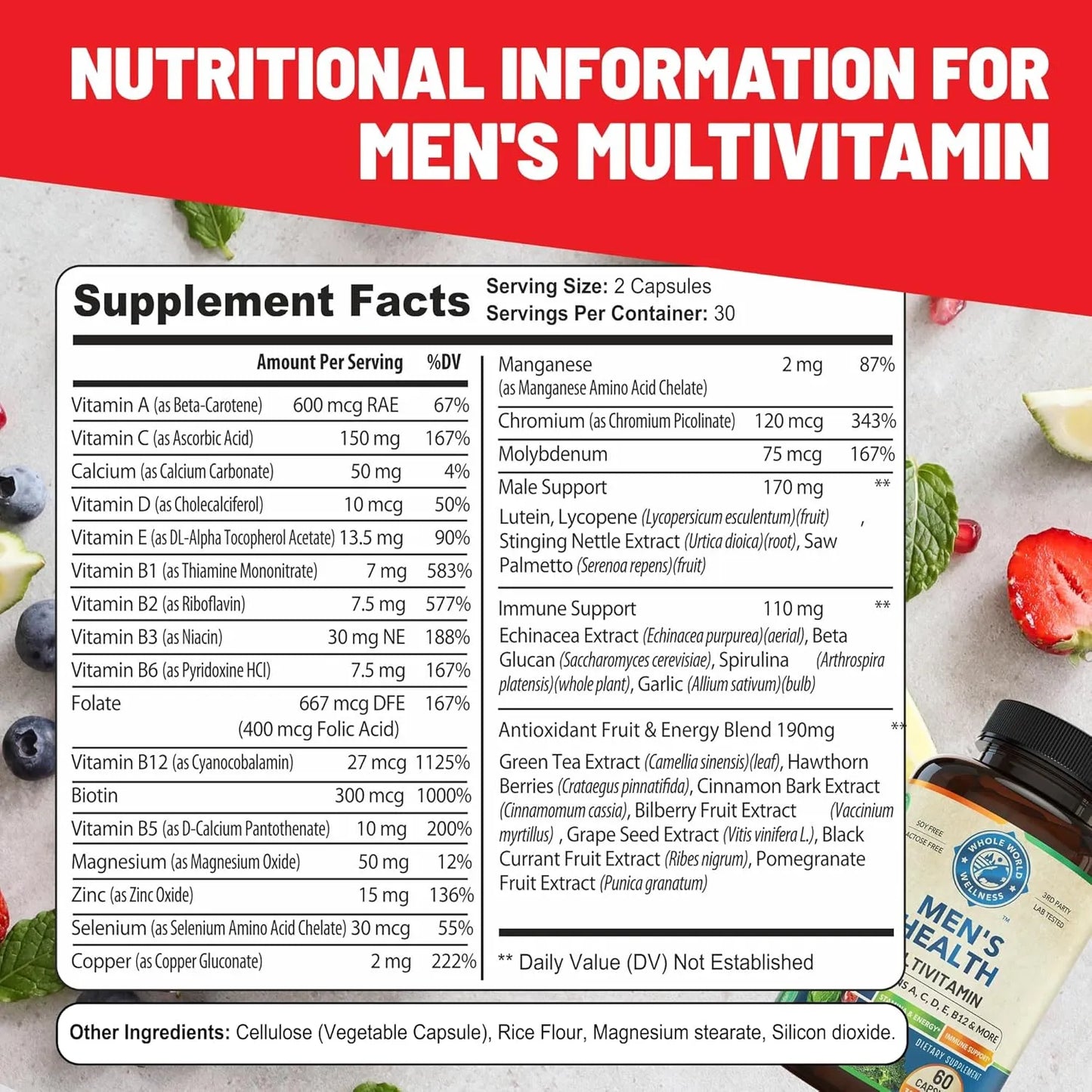 Multivitamínico Diario Para Hombre Con Energía Concentración