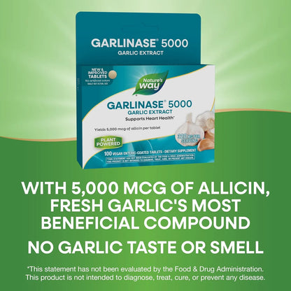 Tabletas Garlinase 5000 Nature's Way Salud Corazón 100 Unidades