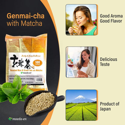 Té Verde Japonés Genmai-cha Con Arroz Tostado Y Matcha 100 Bolsas