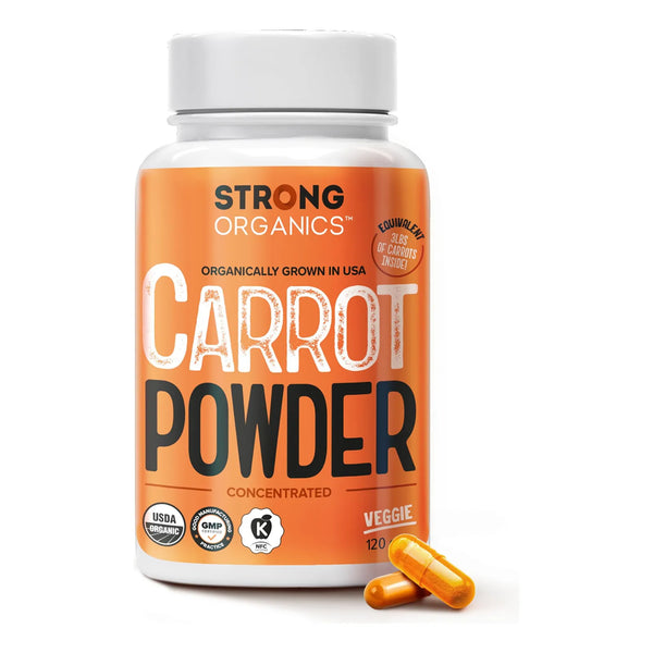 Capsulas De Polvo De Zanahoria Organica 120 Unidades Antioxidantes Vitamina A