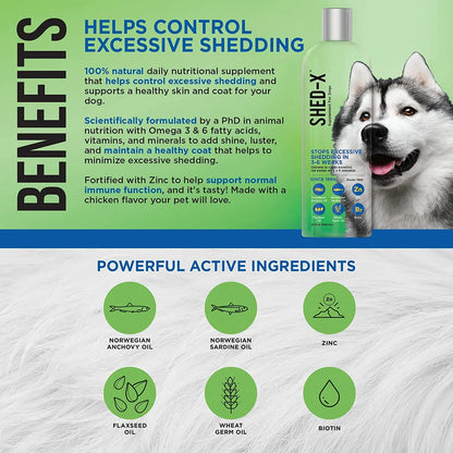 Shed X Perro Dermaplex Multivitaminico Para Pelaje 946ml Con Omega 3 Y Vitaminas