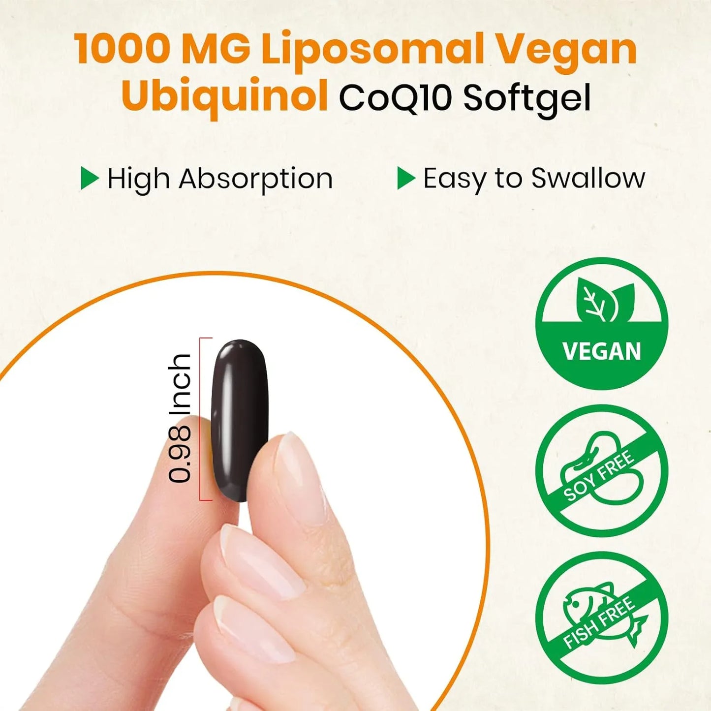Cápsulas Blandas Ubiquinol CoQ10 1000 Mg Alta Absorción Vegano Corazón Energía