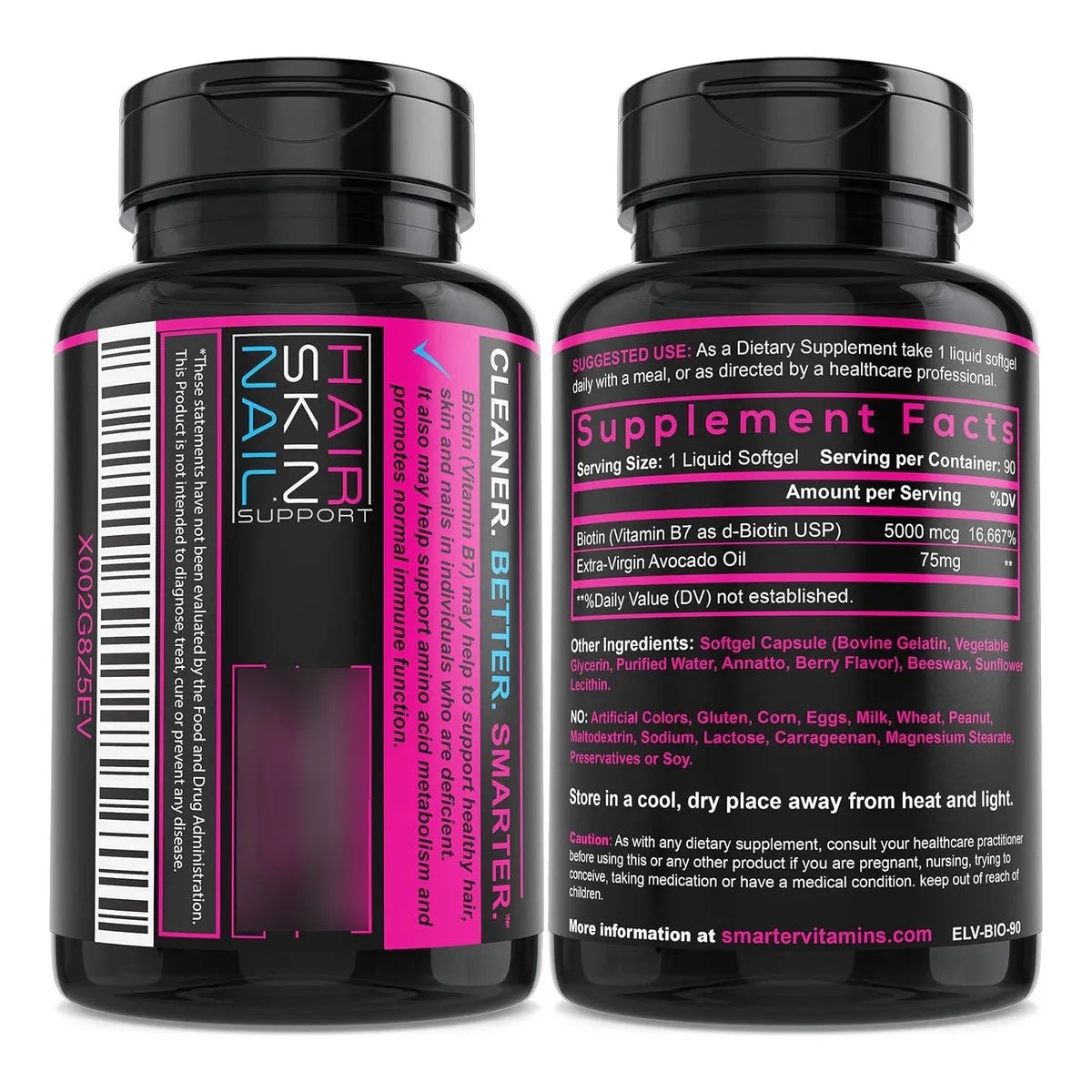 Biotina 5000mcg En Aceite De Aguacate 180 Capsulas Cabello Piel Uñas SmarterVitamins