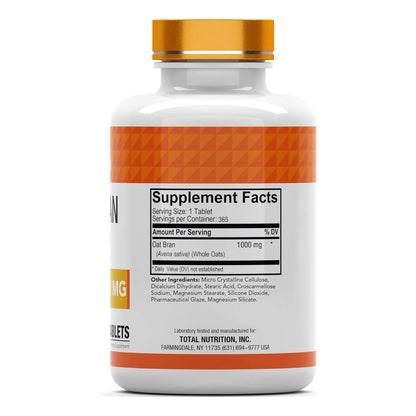 Tabletas De Salvado De Avena 365 Unidades 1 Gramo Fibra Soluble Digestiva