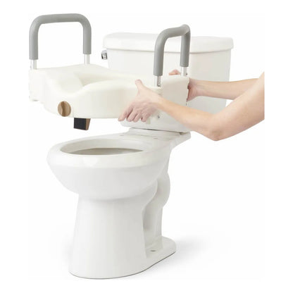 Asiento Inodoro Elevado Bariátrico Con Bloqueo Y Reposabrazos 4 Pulgadas Capacidad 600 Lb