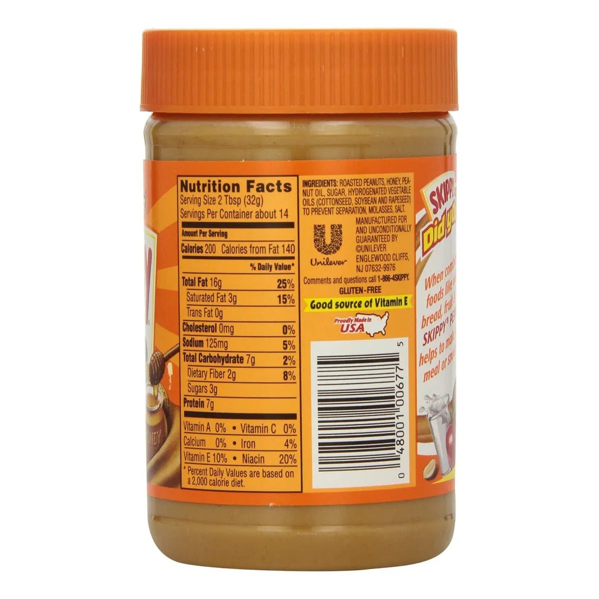 Mantequilla Cremosa De Maní Con Nuez Y Miel Tostada 460 Gram Deliciosa Y Nutritiva