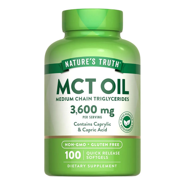 Aceite MCT 100 Capsulas Blandas NatureS Truth Ideal Dieta Keto Sin Gluten