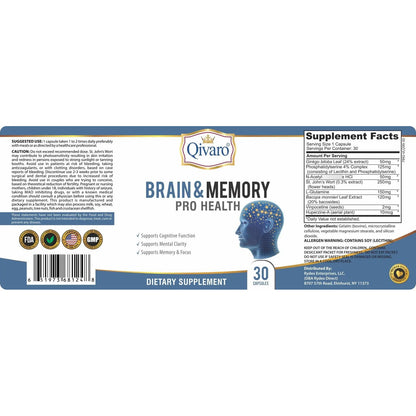Brain Memory Pro Health Suplemento Cognitivo 30 Capsulas Natural