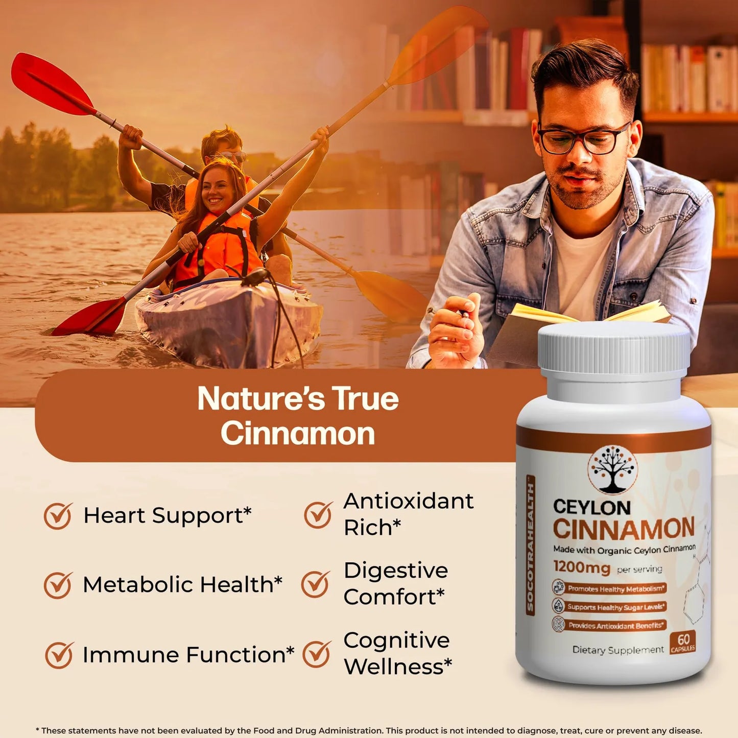 Canela De Ceilán Orgánica En Cápsulas 60 Unidades Energía Natural Y Digestión