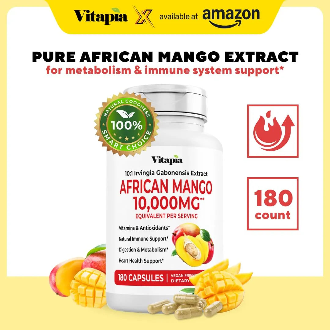 Cápsulas De Mango Africano Extracto Puro Irvingia Gabonensis 180 Cápsulas Para Inmunidad Y Metabolismo