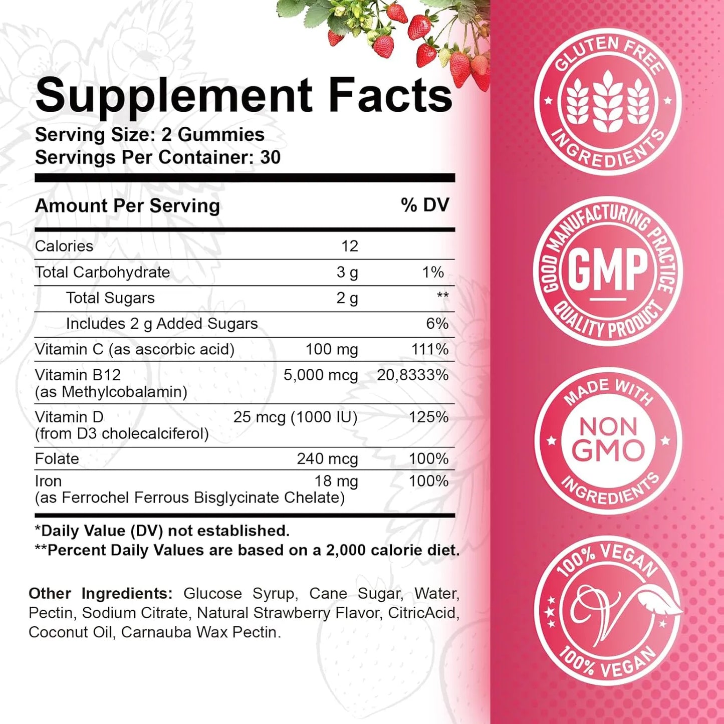 Gomitas Masticables B12 5000 Mcg Metilcobalamina Hierro Vitaminas Energía